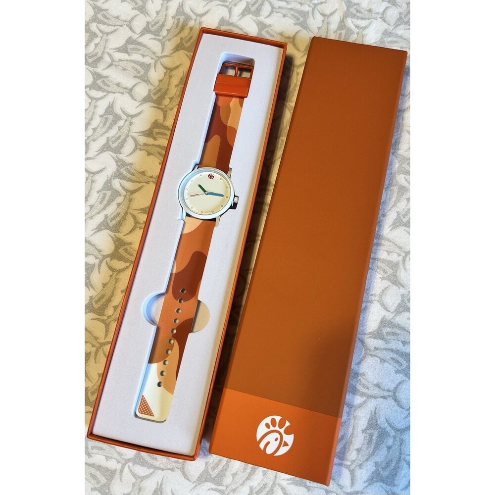 Chick-fil-A Originals Analog Quartz 30mm White Dial Orange Camo Strap w/ Box